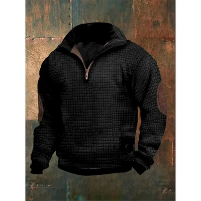 Meeste ülisuur avar sviiter Vahvliga kevadsügis pikkade varrukatega krae õmblusega värv õhukesed särgid topid vabaaja meeste kapuuts