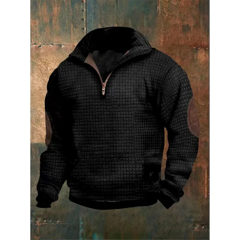 Meeste ülisuur avar sviiter Vahvliga kevadsügis pikkade varrukatega krae õmblusega värv õhukesed särgid topid vabaaja meeste kapuuts