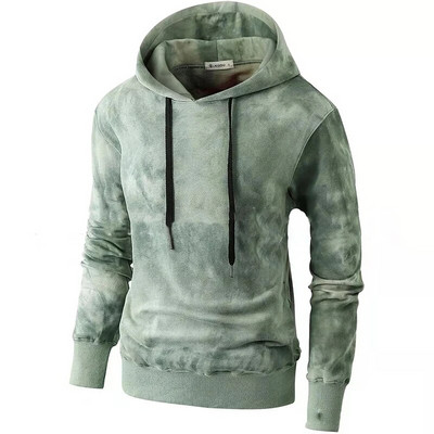 Uus vintage kapuutsiga dressipluus kevad-sügis meeste dressipluus, lipsuvärviga trükitud Harajuku tänavarõivad suures suuruses meeste kapuuts