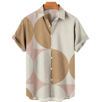 2023 лятна ретро мъжка хавайска риза с къс ръкав, щамповани ризи за мъже, плажни тениски с едно копче, горнища, мъжко облекло