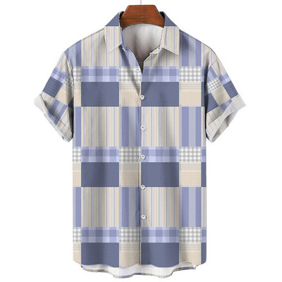 2023. aasta suvevintage meeste Hawaii särk lühikeste varrukatega triibuga trükitud särgid meestele, ühe nööbiga rannasärgid, meeste rõivad