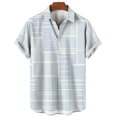 2023. aasta suvevintage meeste Hawaii särk lühikeste varrukatega triibuga trükitud särgid meestele, ühe nööbiga rannasärgid, meeste rõivad