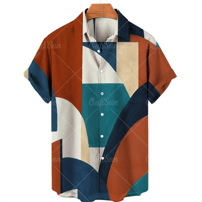 2023. aasta suvevintage meeste Hawaii särk lühikeste varrukatega triibuga trükitud särgid meestele, ühe nööbiga rannasärgid, meeste rõivad