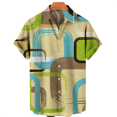 2023. aasta suvevintage meeste Hawaii särk lühikeste varrukatega triibuga trükitud särgid meestele, ühe nööbiga rannasärgid, meeste rõivad