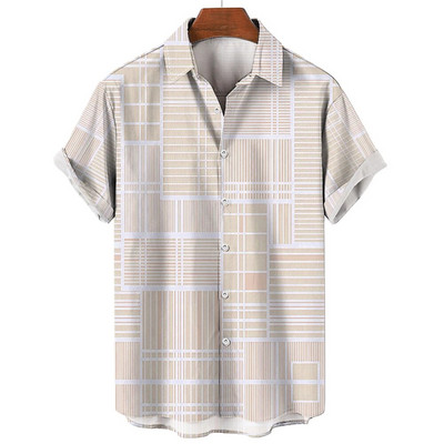 2023. aasta suvevintage meeste Hawaii särk lühikeste varrukatega triibuga trükitud särgid meestele, ühe nööbiga rannasärgid, meeste rõivad