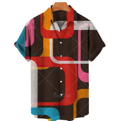 2023. aasta suvevintage meeste Hawaii särk lühikeste varrukatega triibuga trükitud särgid meestele, ühe nööbiga rannasärgid, meeste rõivad