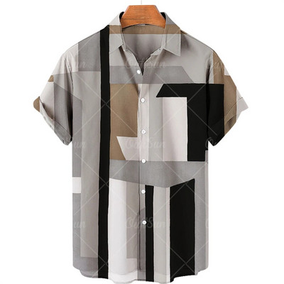 2023. aasta suvevintage meeste Hawaii särk lühikeste varrukatega triibuga trükitud särgid meestele, ühe nööbiga rannasärgid, meeste rõivad