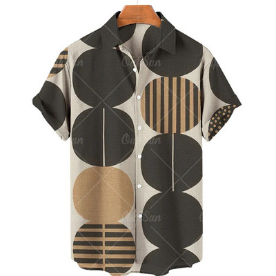 2023. aasta suvevintage meeste Hawaii särk lühikeste varrukatega triibuga trükitud särgid meestele, ühe nööbiga rannasärgid, meeste rõivad