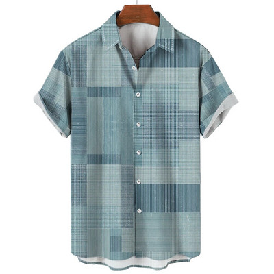 2023. aasta suvevintage meeste Hawaii särk lühikeste varrukatega triibuga trükitud särgid meestele, ühe nööbiga rannasärgid, meeste rõivad