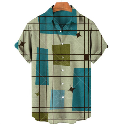 2023. aasta suvevintage meeste Hawaii särk lühikeste varrukatega triibuga trükitud särgid meestele, ühe nööbiga rannasärgid, meeste rõivad