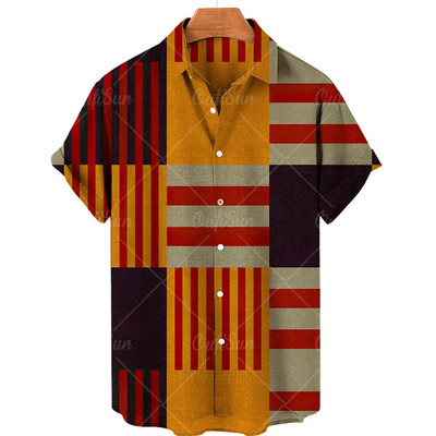 2023. aasta suvevintage meeste Hawaii särk lühikeste varrukatega triibuga trükitud särgid meestele, ühe nööbiga rannasärgid, meeste rõivad