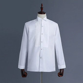 Ανδρικό πουκάμισο φόρεμα Λευκό χρώμα Ανδρικά επίσημα επαγγελματικά πουκάμισα Ανδρικές επιδόσεις σμόκιν Μπλούζες σκηνής γάμου Ρούχα