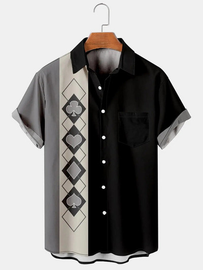 Hawaii särk Harajuku triibulise trükiga vaba mood vabaaja lühikeste varrukatega nööp Aloha rand, suvi meestele, rõivad puhkuse tänaval