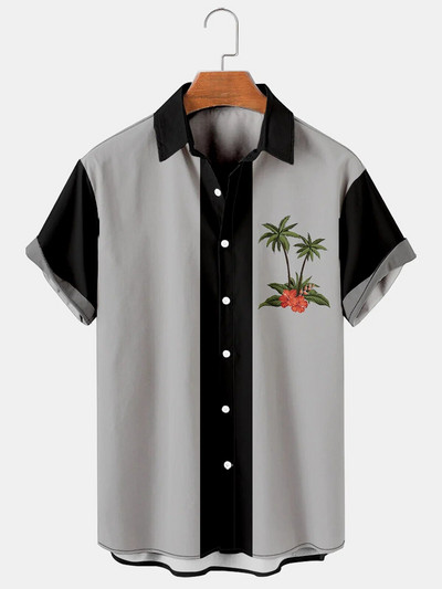 Hawaii särk Harajuku triibulise trükiga vaba mood vabaaja lühikeste varrukatega nööp Aloha rand, suvi meestele, rõivad puhkuse tänaval