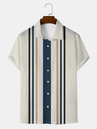 Hawaii särk Harajuku triibulise trükiga vaba mood vabaaja lühikeste varrukatega nööp Aloha rand, suvi meestele, rõivad puhkuse tänaval