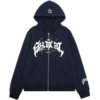 Y2K hoodie s patentnim zatvaračem Hip Hop Slot Print Prevelika majica s kapuljačom Muškarci Žene 2023 Nova Harajuku Punk jakna Gornji kaput Ulična odjeća