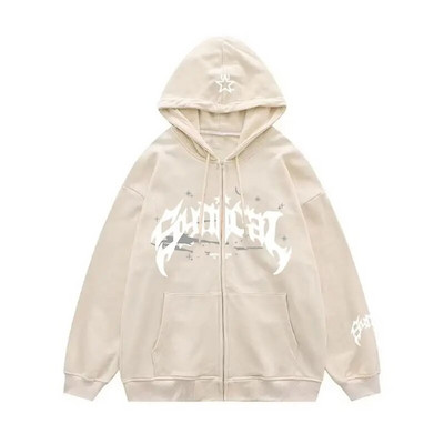 Y2K hoodie s patentnim zatvaračem Hip Hop Slot Print Prevelika majica s kapuljačom Muškarci Žene 2023 Nova Harajuku Punk jakna Gornji kaput Ulična odjeća