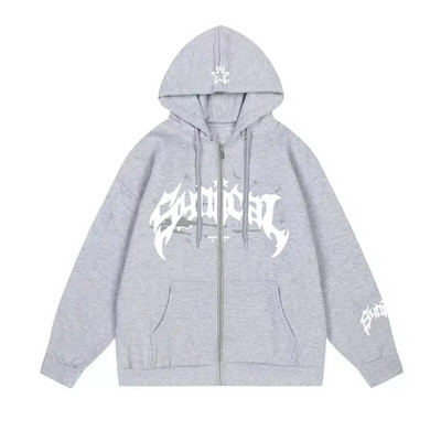 Y2K hoodie s patentnim zatvaračem Hip Hop Slot Print Prevelika majica s kapuljačom Muškarci Žene 2023 Nova Harajuku Punk jakna Gornji kaput Ulična odjeća