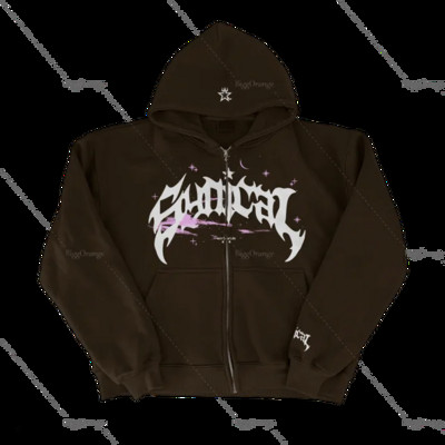 Y2K hoodie s patentnim zatvaračem Hip Hop Slot Print Prevelika majica s kapuljačom Muškarci Žene 2023 Nova Harajuku Punk jakna Gornji kaput Ulična odjeća