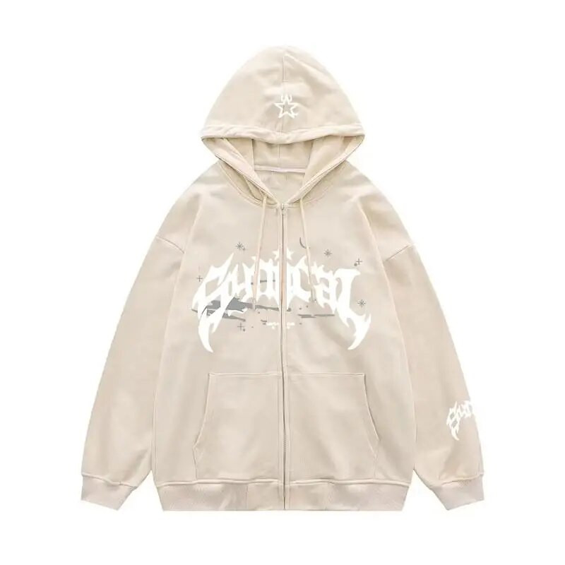 Y2K hoodie s patentnim zatvaračem Hip Hop Slot Print Prevelika majica s kapuljačom Muškarci Žene 2023 Nova Harajuku Punk jakna Gornji kaput Ulična odjeća