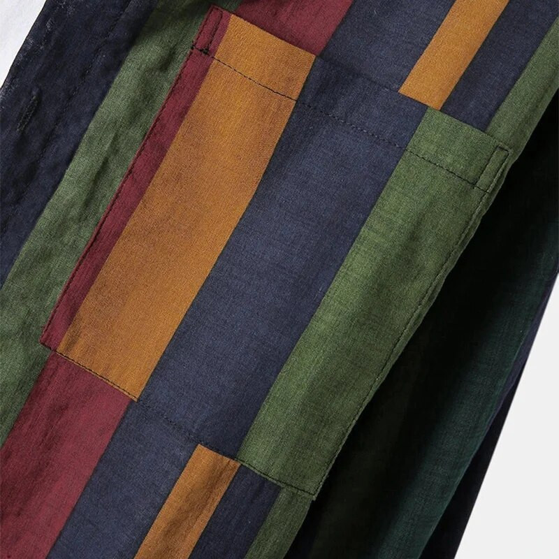 Pavasario ir rudens vyriški gatvės spalvingi vertikaliai dryžuoti laisvi, atpalaiduoti polo apykaklės marškinėliai su viena krūtine ilgomis rankovėmis, 2023 m. Nauji