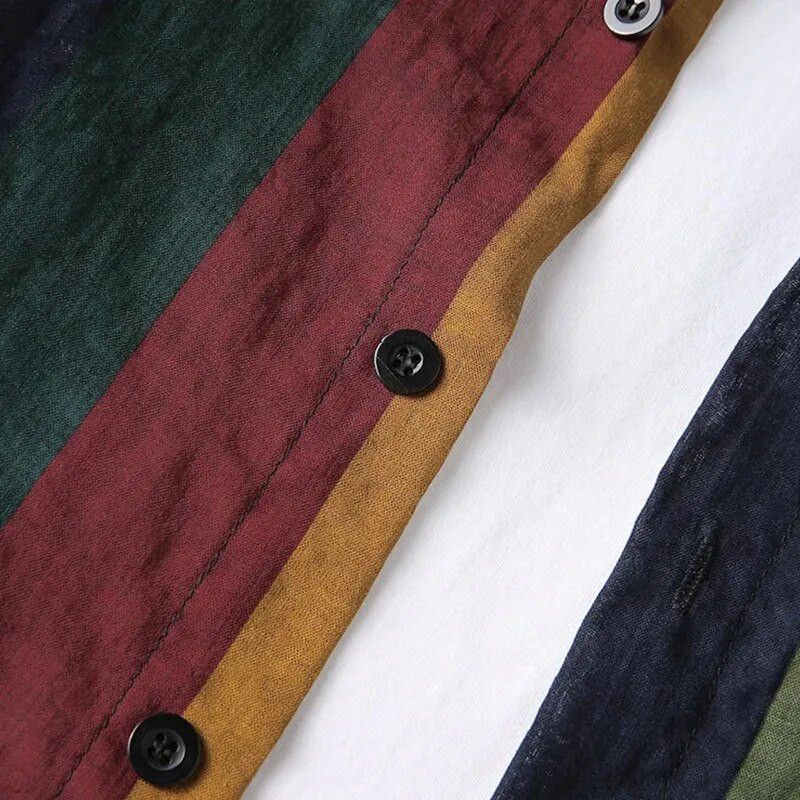 Pavasario ir rudens vyriški gatvės spalvingi vertikaliai dryžuoti laisvi, atpalaiduoti polo apykaklės marškinėliai su viena krūtine ilgomis rankovėmis, 2023 m. Nauji