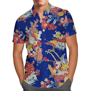 Нова ежедневна риза за мъже, горнища с къс ръкав, 3d ризи с цветя, големи графични дрехи, модни улични мъжки хавайски ризи 2023 г.