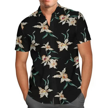 Νέο casual αντρικό πουκάμισο με κοντομάνικο μπλουζάκι 3d λουλουδάτο πουκάμισο μεγάλου μεγέθους γραφικά ρούχα Street Ανδρικά πουκάμισα χαβανέζικης μόδας 2023