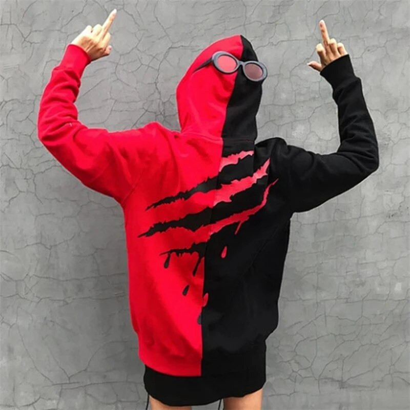 Ανοιξιάτικο και φθινόπωρο νέα μόδα ανδρικό κουκούλα με ραφές δίχρωμο πουλόβερ πουλόβερ πουλόβερ streetwear casual top