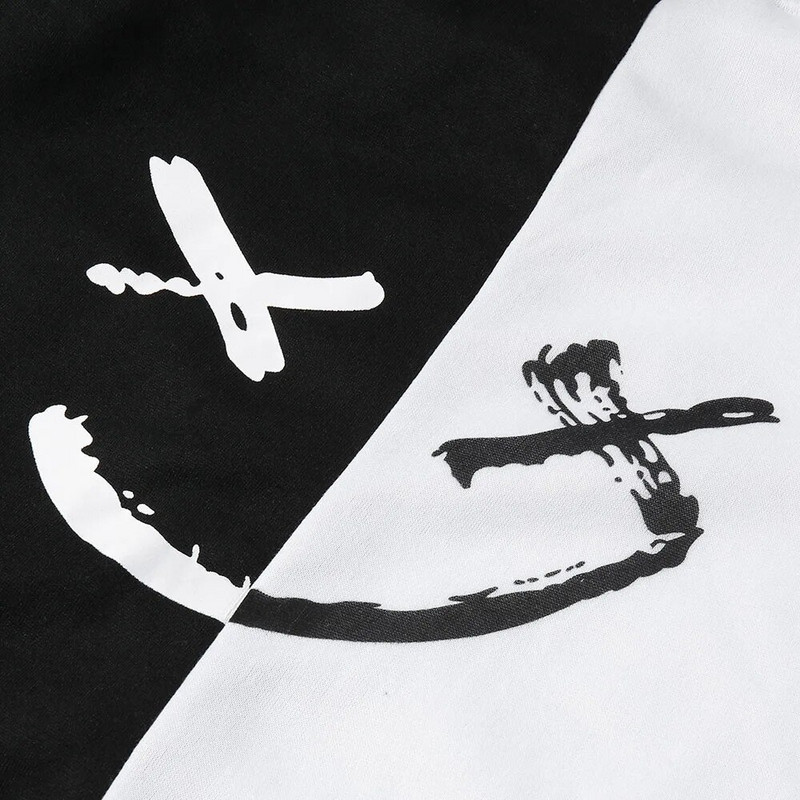 Meeste dressipluusid Mood Rõõmsa Smile Print Patchwork Kapuutsiga kampsunid Mehed Naised Hip Hop Pulloverid Paari Tänavarõivad