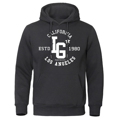Los Angeles California Estd 1980 Meeste kapuuts Loominguline Pullover Dressipärgid Crewneck Tänavarõivad Juhuslik Oversize kapuuts, Naine