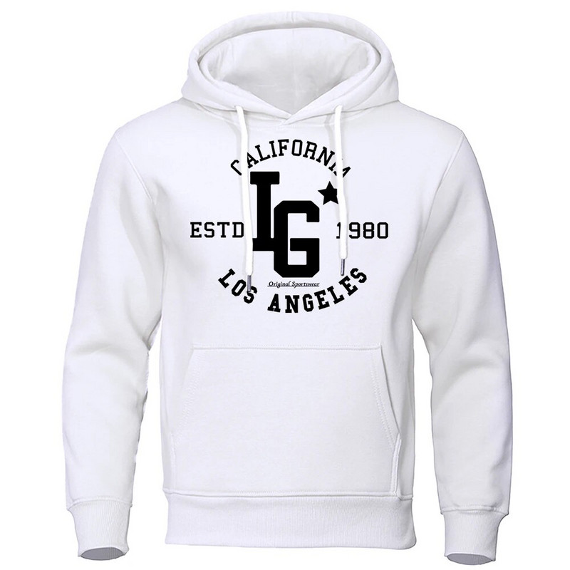 Los Angeles California Estd 1980 Meeste kapuuts Loominguline Pullover Dressipärgid Crewneck Tänavarõivad Juhuslik Oversize kapuuts, Naine