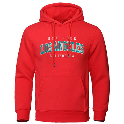 Est 1905 L0S Angeles California kiri kapuutsiga mees Mood Sügiskapuuts Lahedad Suured riided Puuvill Mugav dressipluus
