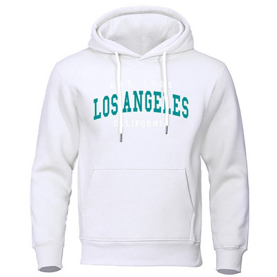Est 1905 L0S Angeles California kiri kapuutsiga mees Mood Sügiskapuuts Lahedad Suured riided Puuvill Mugav dressipluus