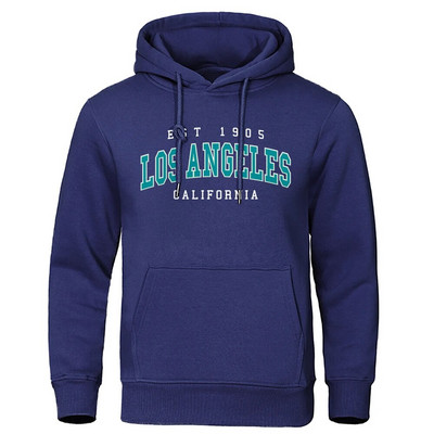 Est 1905 L0S Angeles California kiri kapuutsiga mees Mood Sügiskapuuts Lahedad Suured riided Puuvill Mugav dressipluus