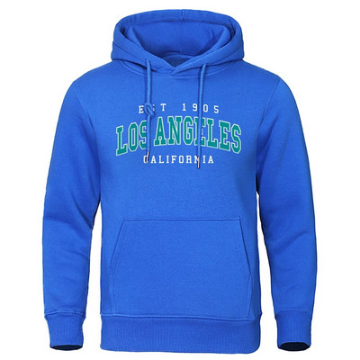 Est 1905 L0S Angeles California kiri kapuutsiga mees Mood Sügiskapuuts Lahedad Suured riided Puuvill Mugav dressipluus