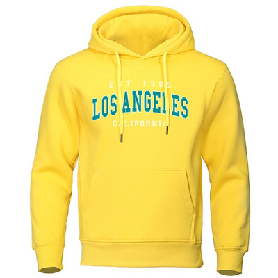 Est 1905 L0S Angeles California kiri kapuutsiga mees Mood Sügiskapuuts Lahedad Suured riided Puuvill Mugav dressipluus