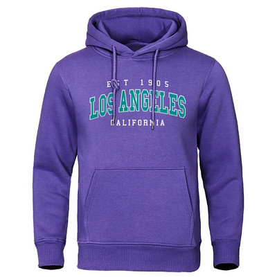 Est 1905 L0S Angeles California kiri kapuutsiga mees Mood Sügiskapuuts Lahedad Suured riided Puuvill Mugav dressipluus
