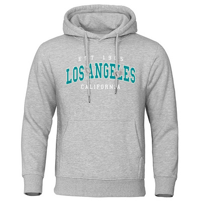 Est 1905 L0S Angeles California kiri kapuutsiga mees Mood Sügiskapuuts Lahedad Suured riided Puuvill Mugav dressipluus
