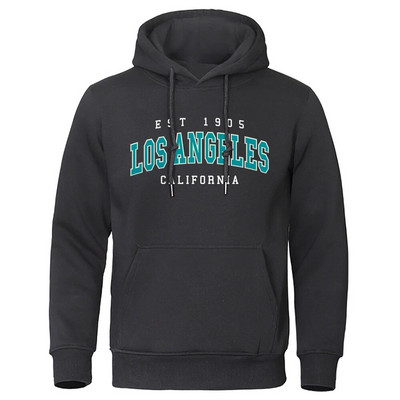 Est 1905 L0S Angeles California kiri kapuutsiga mees Mood Sügiskapuuts Lahedad Suured riided Puuvill Mugav dressipluus