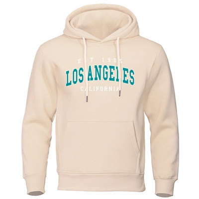 Est 1905 L0S Angeles California kiri kapuutsiga mees Mood Sügiskapuuts Lahedad Suured riided Puuvill Mugav dressipluus