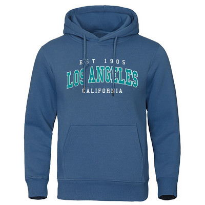 Est 1905 L0S Angeles California kiri kapuutsiga mees Mood Sügiskapuuts Lahedad Suured riided Puuvill Mugav dressipluus