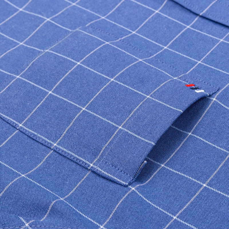 Muška karirana košulja s dugim rukavima i dugim rukavima od 100% pamuka, s jednim prsnim džepom, radna, ležerna, karirana prugasta Oxford košulja standardnog kroja