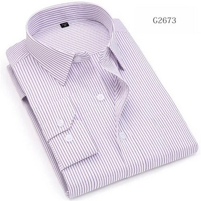 7xl meeste triibulised särgid plusssuuruses pikkade varrukatega suured meeste kontorikleidi särk Tavaline istuvus taskuga Easy Care Classical