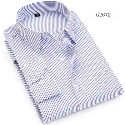 7xl meeste triibulised särgid plusssuuruses pikkade varrukatega suured meeste kontorikleidi särk Tavaline istuvus taskuga Easy Care Classical