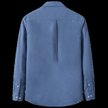 Ανδρικό πουκάμισο με κουμπιά 100% βαμβακερό Oxford casual πουκάμισο με μονό τσεπάκι με μακρύ μανίκι Standard-fit καρό ριγέ ευέλικτο πουκάμισο
