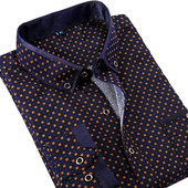 Ποιοτικό ανδρικό μαλακό, άνετο ανδρικό πουκάμισο με μακρυμάνικο, λουλουδάτο εμπριμέ κουμπιά, Slim Fit, κοινωνικά επαγγελματικά πουκάμισα