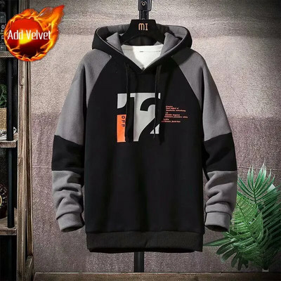 Φούτερ για ανδρικά φαρδιά φούτερ Ανδρικά ρούχα Μαύρα φλις με κουκούλα Χειμερινό μπλουζάκι Φούτερ Δωρεάν αποστολή Χαμηλή τιμή One Piece Ζεστό