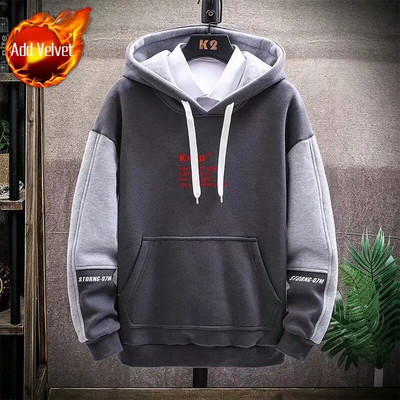 Φούτερ για ανδρικά φαρδιά φούτερ Ανδρικά ρούχα Μαύρα φλις με κουκούλα Χειμερινό μπλουζάκι Φούτερ Δωρεάν αποστολή Χαμηλή τιμή One Piece Ζεστό