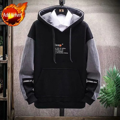 Φούτερ για ανδρικά φαρδιά φούτερ Ανδρικά ρούχα Μαύρα φλις με κουκούλα Χειμερινό μπλουζάκι Φούτερ Δωρεάν αποστολή Χαμηλή τιμή One Piece Ζεστό